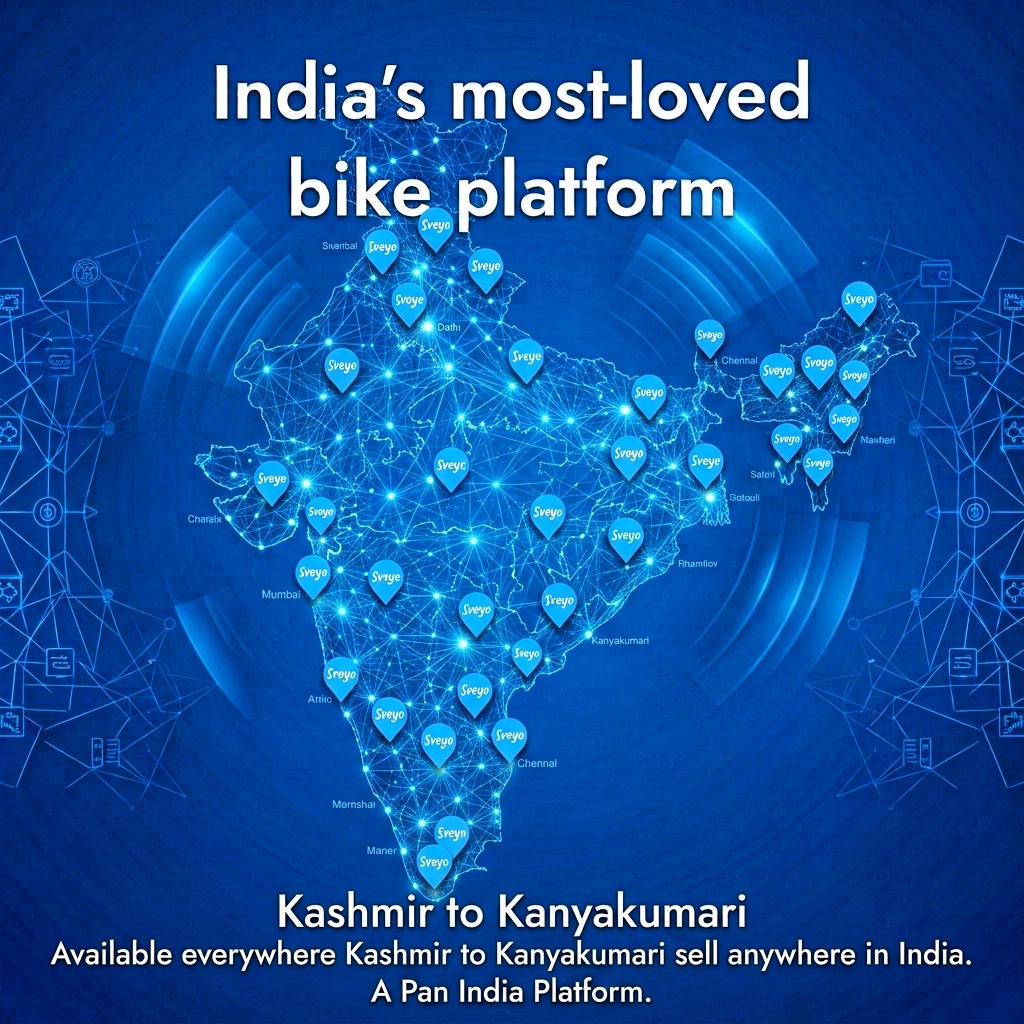 Map of India showing Sveyo coverage from Kashmir to Kanyakumari